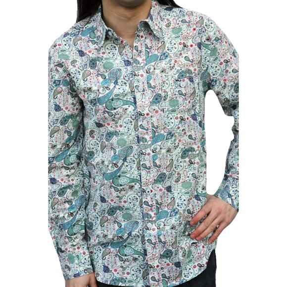ROBERT GRAHAM Multicolor Bohemian Paisley Button Up Shirt Blouse in Cotton